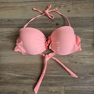 Peach Halter Bikini Top
